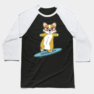 Corgi Surfer Baseball T-Shirt